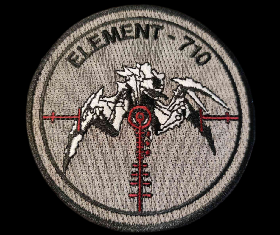 Custom embroidered patch of Element 710 from Helldivers 2